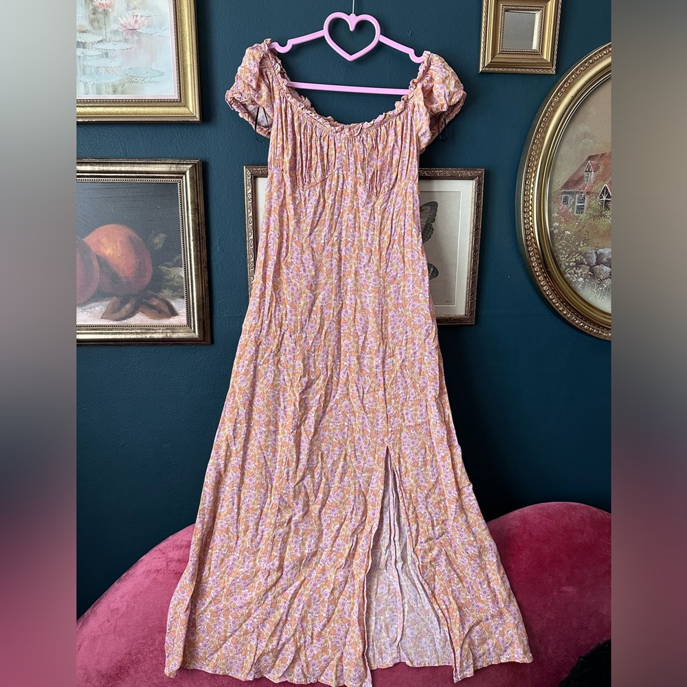 pink floral slip dress